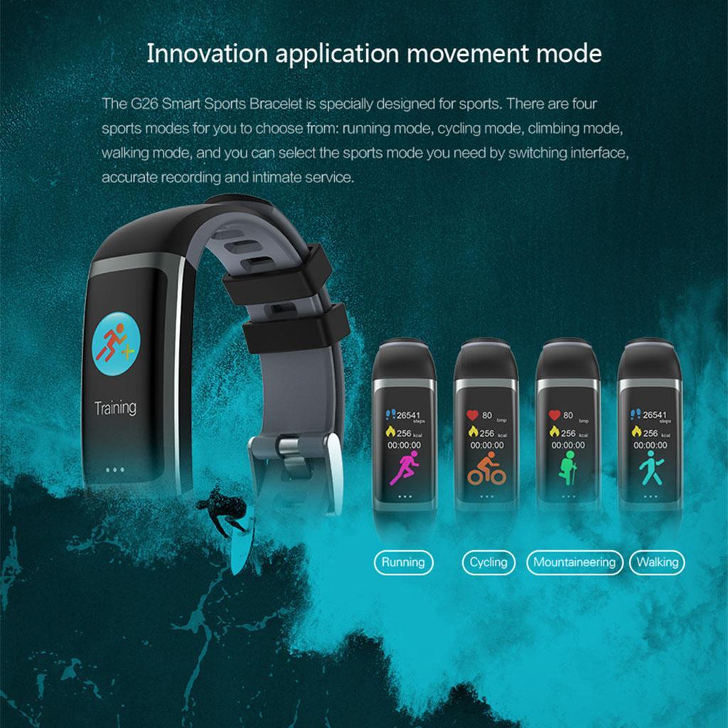G26 Waterproof Heart Rate Blood Pressure Oxygen Smart Watch Bracelet