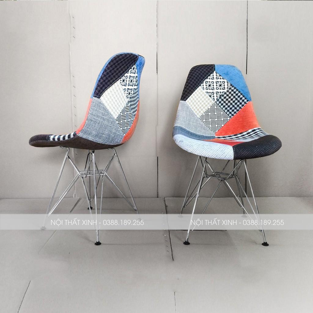 Ghế Eames thổ cẩm chân thép