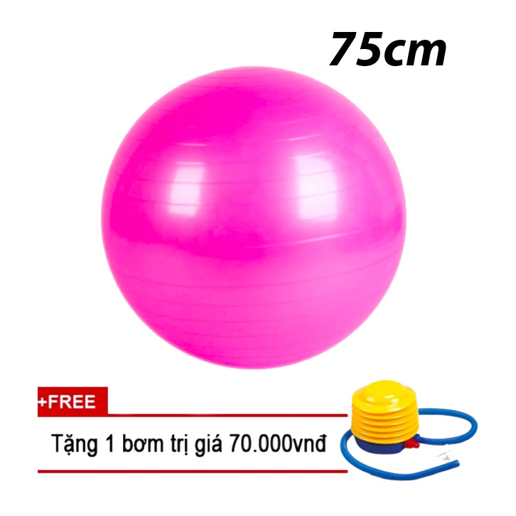 Bóng Tập Yoga, Tập Gym Trơn 75cm + Bơm Bóng TIện Dụng - Hàng Chính Hãng.