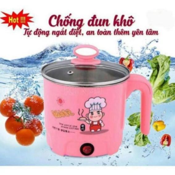 Nồi Lẩu, Ca Nấu Mì Siêu Tốc 18Cm Mini Modosa Đa Năng, Chiên, Hấp, Lẩu, Rán Siêu Tiện Dụng - Hàng Chính Hãng