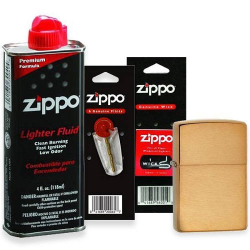 Combo 4 sản phẩm : Bật lửa Zippo Armor 168+Xăng+Đá+Bấc