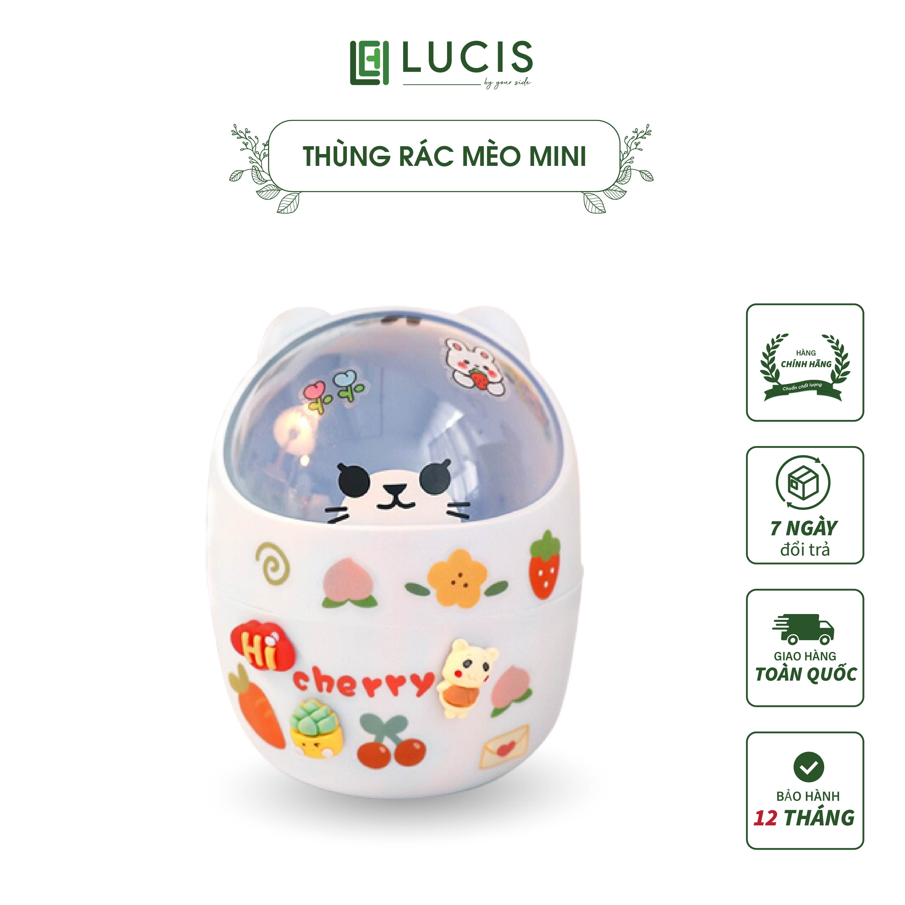 Thùng Rác Mini Con Mèo Để Bàn Đựng Đồ Nhỏ Dễ Thương LUCIS