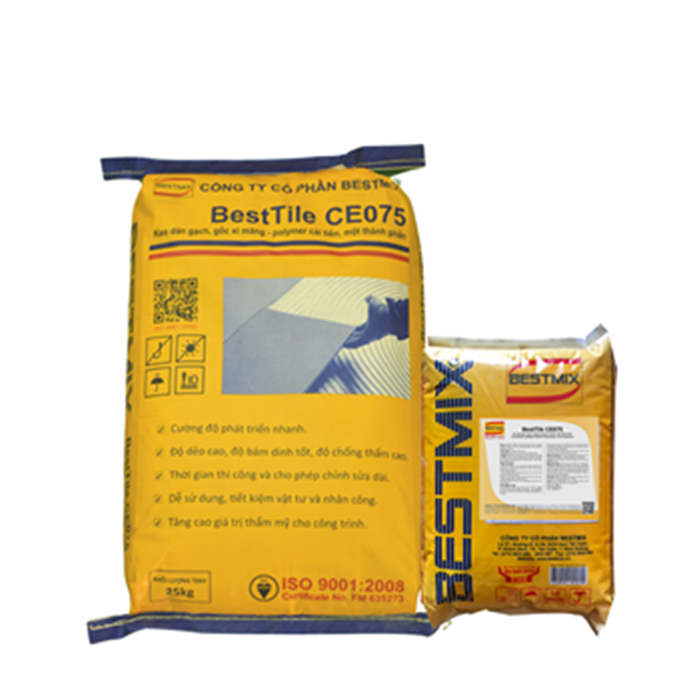 BestTiLe CE075 - Bao 25kg - Keo dán gạch, gốc xi măng-polymer cải tiến, một thành phần