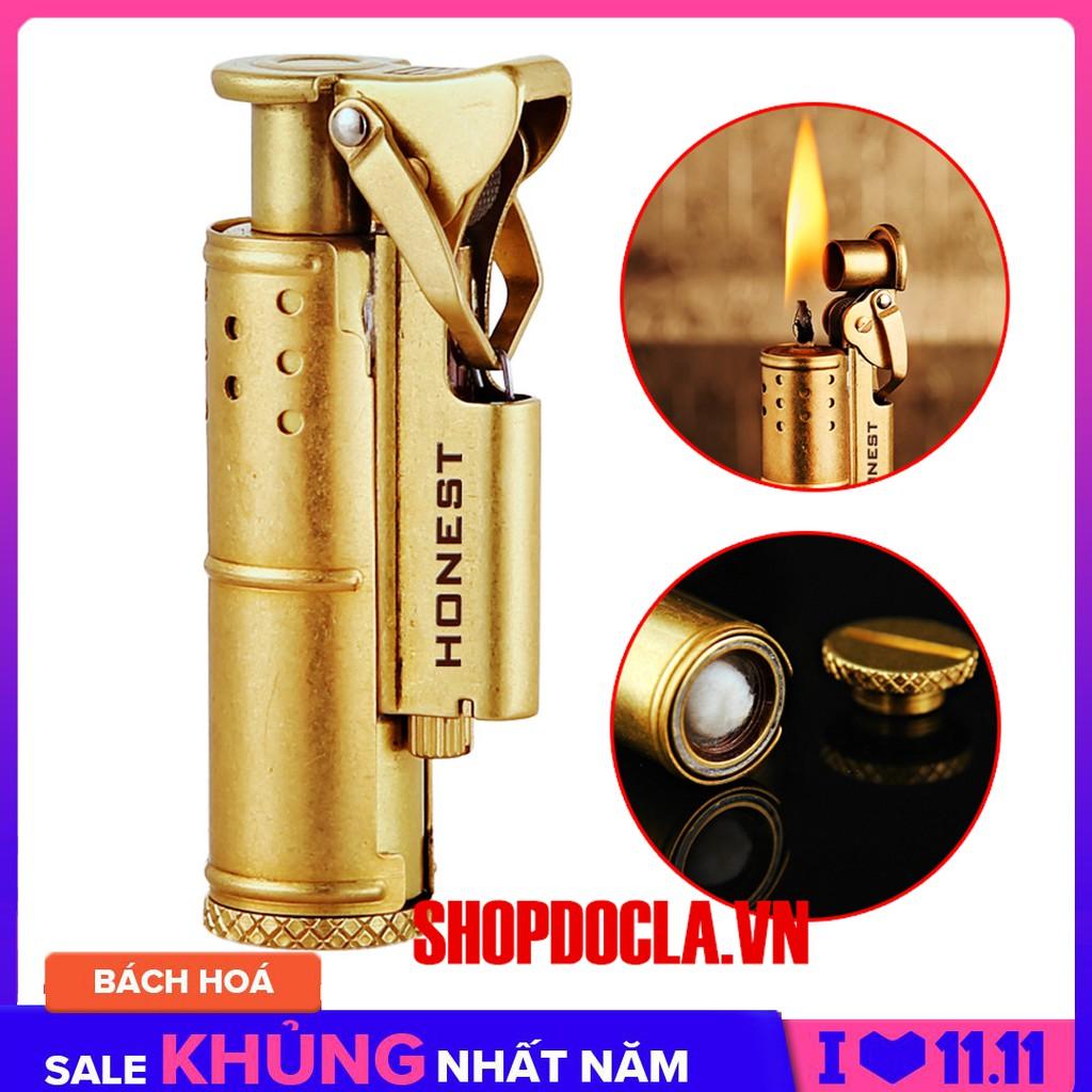Bật lửa xăng đá Promise BNC005 bằng đồng nguyên chất ( Mầu Đồng )