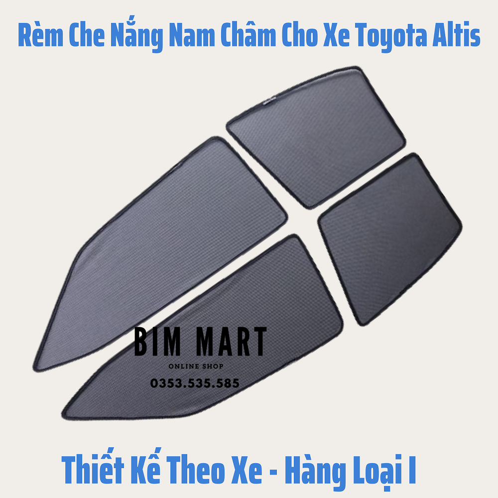 Rèm che nắng nam châm dành cho xe Toyota Altis - Bộ 4 tấm chắn nắng chuẩn form xe, nam châm hút mạnh
