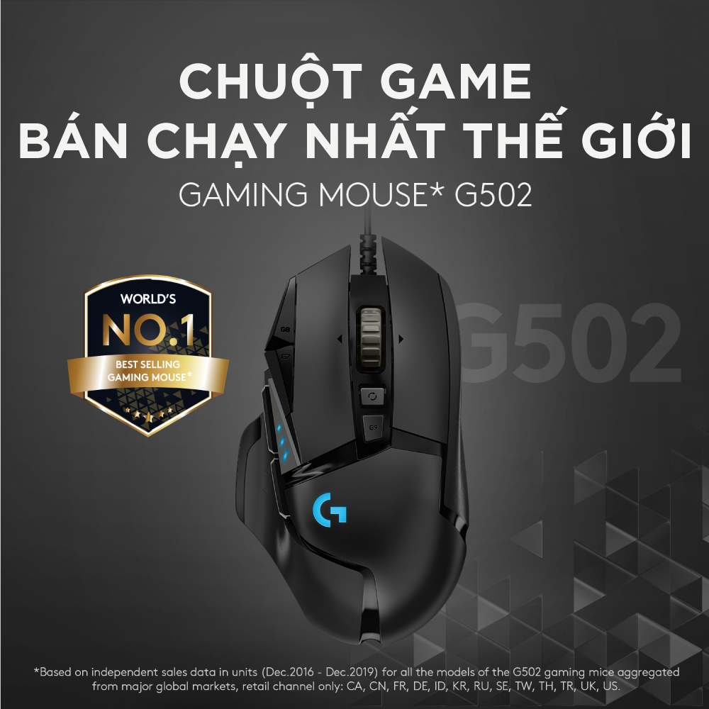 Chuột game hiệu suất cao Logitech G502 Hero - Cảm biến Hero 25k, RGB Lightsync, 11 nút lập trình, điều chỉnh trọng lượng, PC -Hàng Chính Hãng