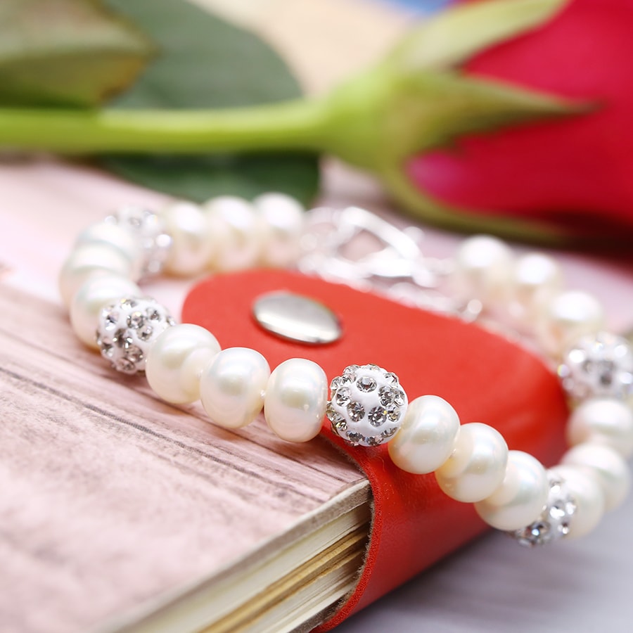 Lắc Tay Ngọc Trai Tự Nhiên, Vòng Tay Ngọc Trai Nước Ngọt 8 Ly Tự Nhiên - L8003 - Bảo Ngọc Jewelry