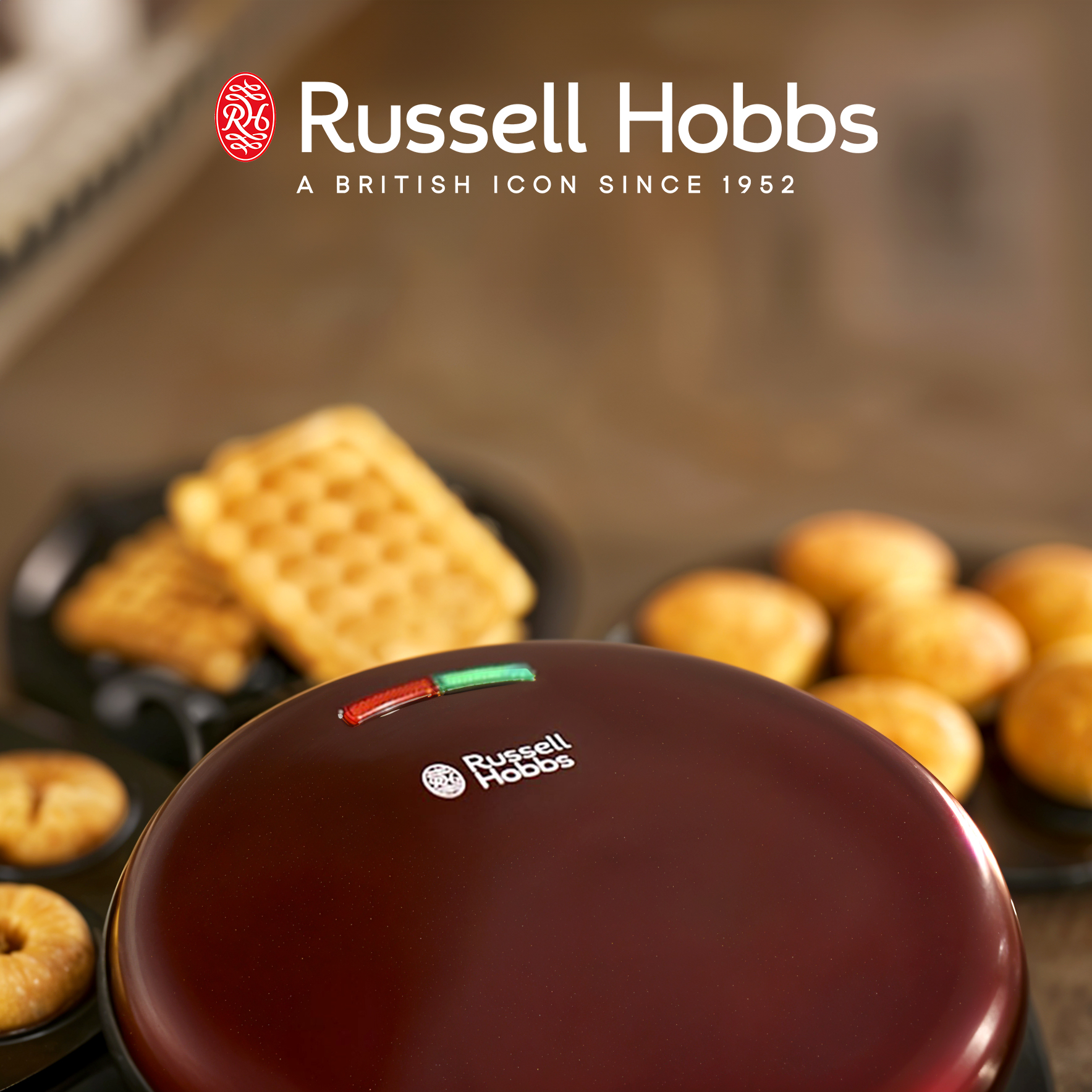 Máy Làm Bánh 3 Trong 1 Waffle, Muffin và Donut, Russell Hobbs Fiesta 24620-56 - Hàng Chính Hãng Nhập khẩu từ Đức &amp; EU