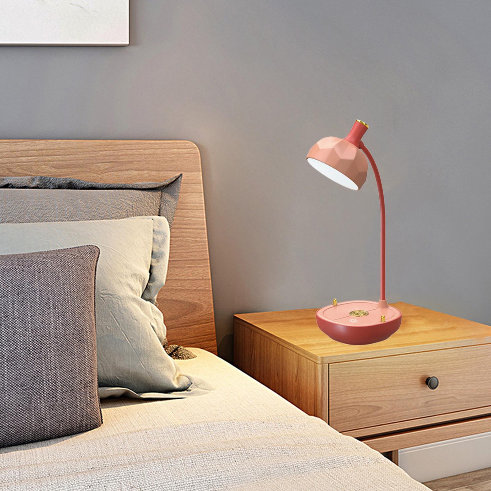 Dimmable LED Light Bedside Reading Lamp Touch Sensor USB Charging Pink