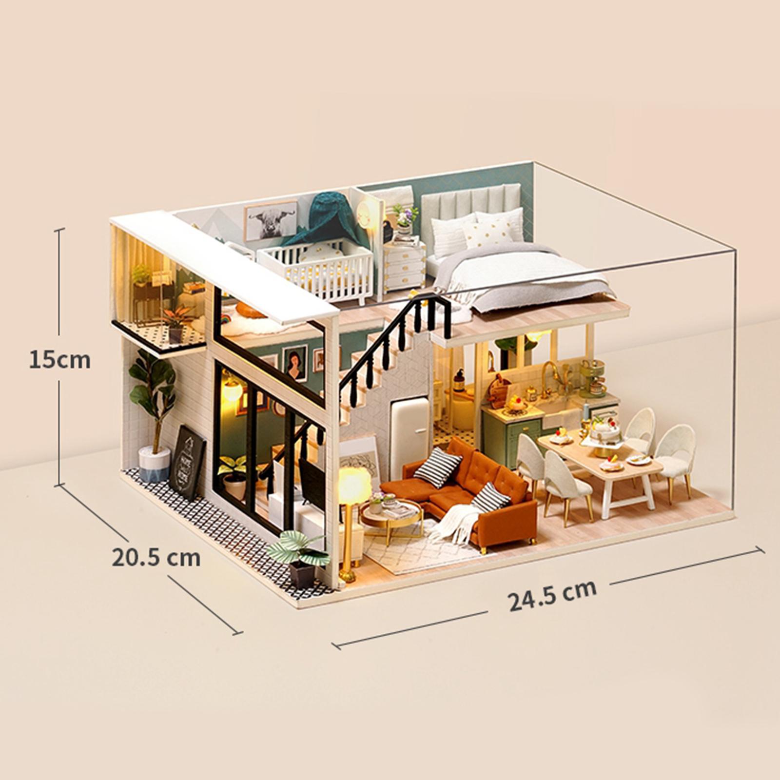 DIY Miniature Dollhouse Kit with Furniture Wooden House Without Dust Proof