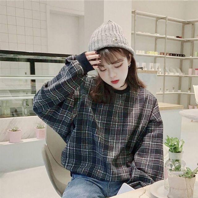 Áo ulzzang form rộng màu lưới tay phồng