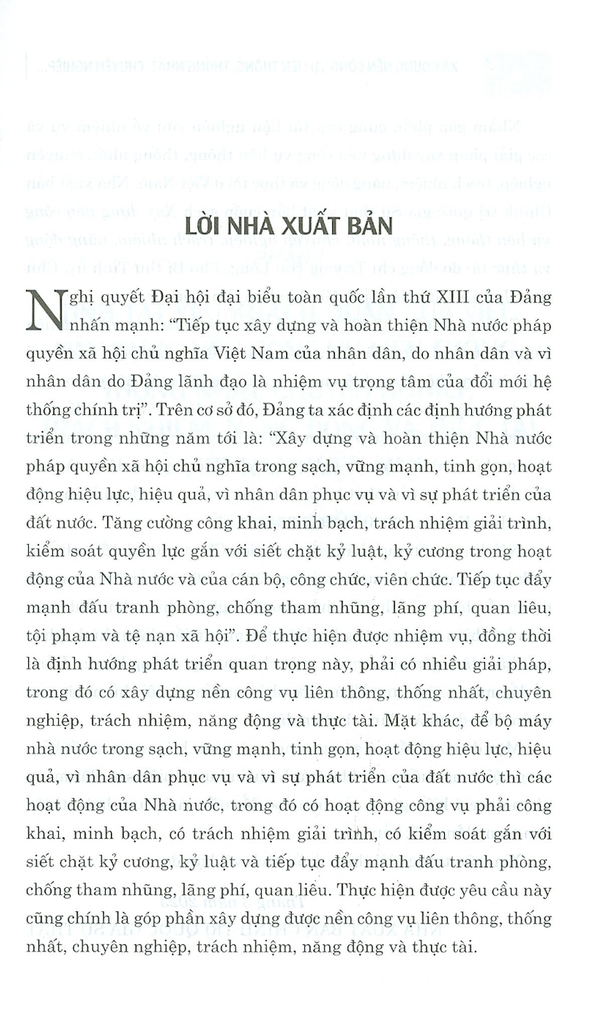 Xây Dựng Nền Công Vụ Liên Thông, Thống Nhất, Chuyên Nghiệp, Trách Nhiệm, Năng Động Và Thực Tài