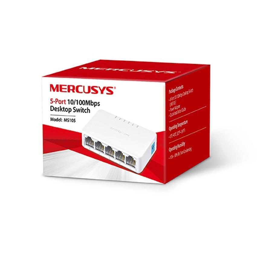 Bộ chia mạng Mercusys 5 cổng 10/100Mbp  MS105 tương thích tốt với nhiều loại Laptop, máy in, Camera IP, Smart Tivi - Hàng nhập khẩu (TẶNG KÈM ĐẦU ĐỌC THẺ NHỚ CAO CẤP)