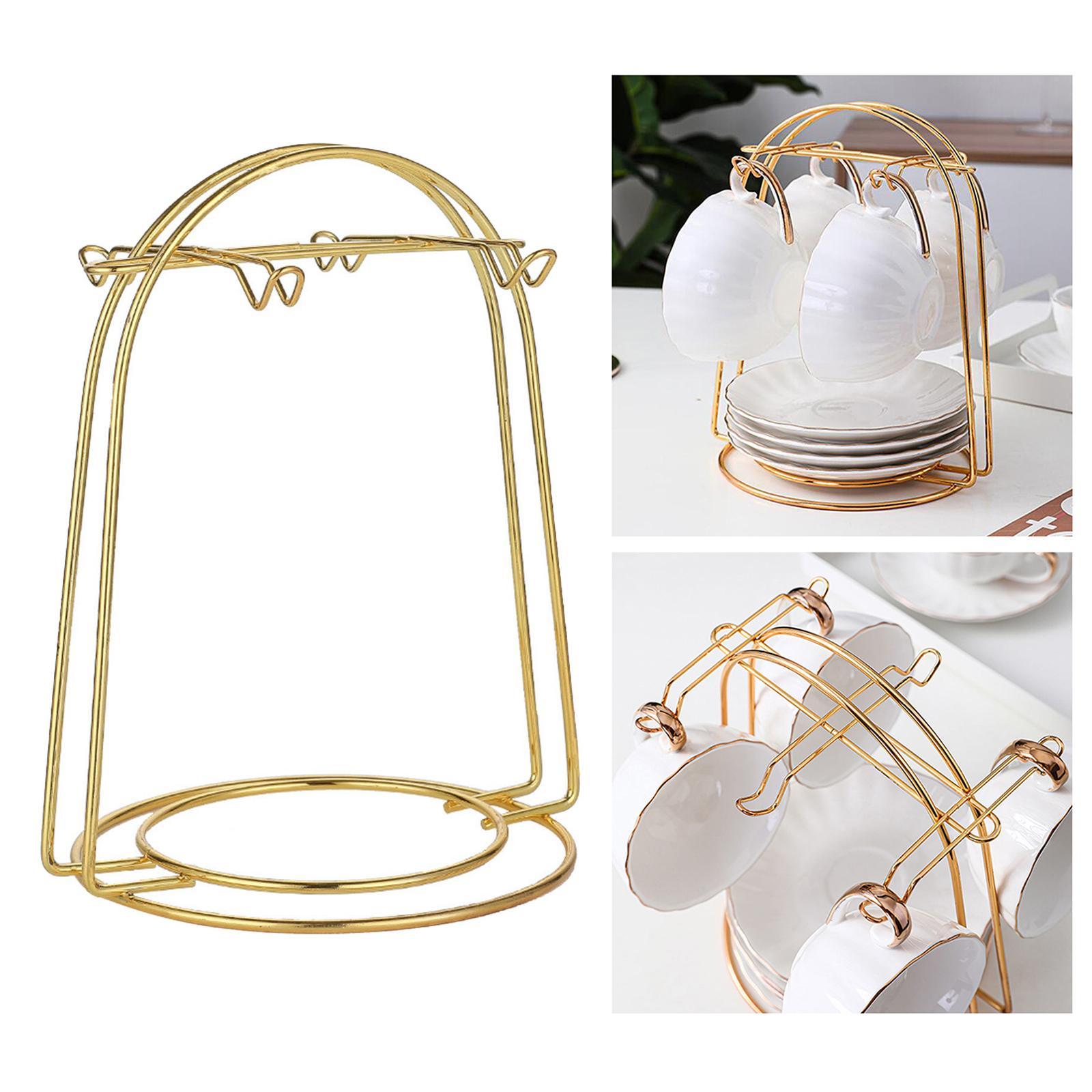 Kithcen Coffee Cup Drying Rack Stand Tabletop Bottle Rack Water Drainer Tea Cup and Saucer Display Rack
