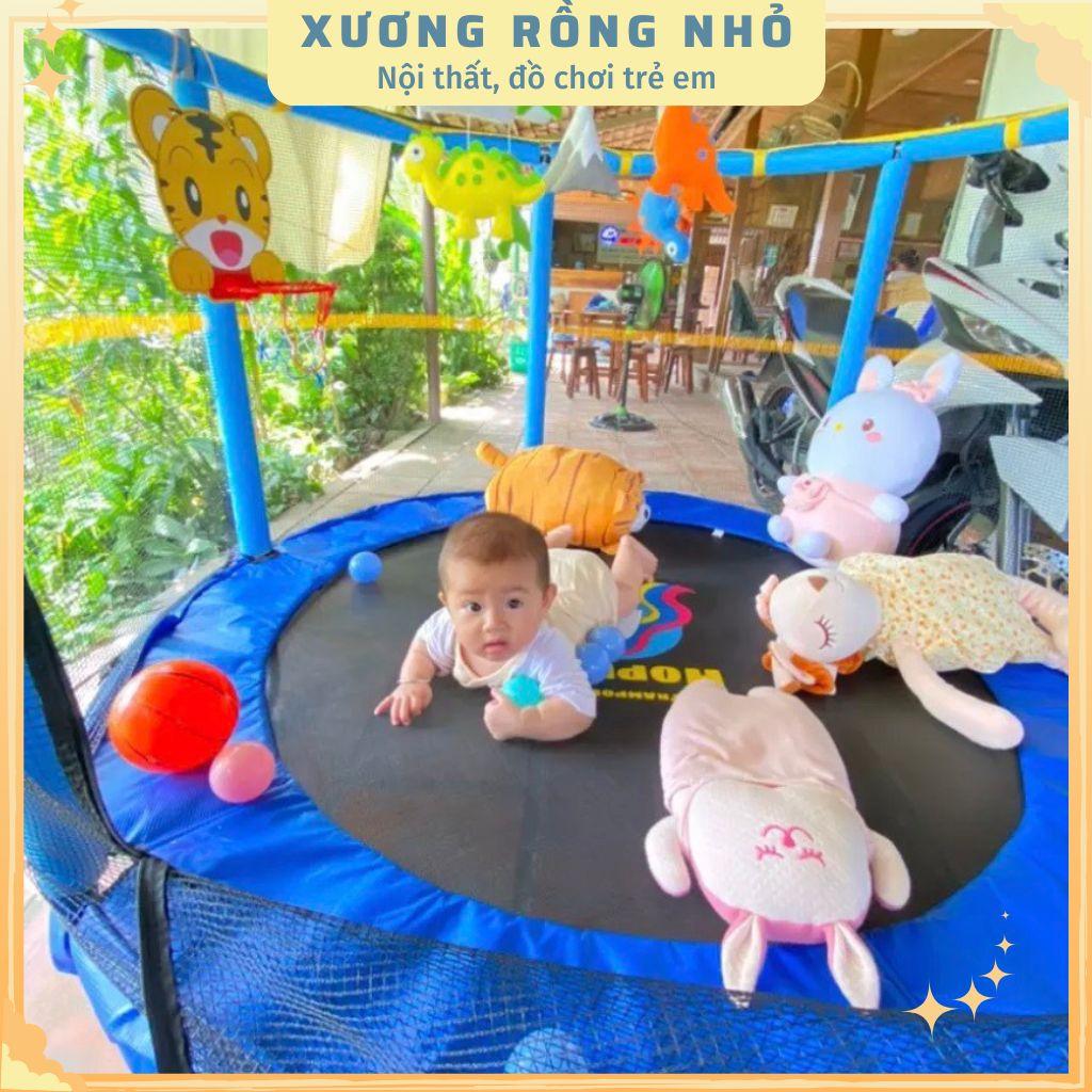 Sàn nhún, quây bóng, nhà bóng cho bé có xích đu, tay vịn kèm xà đơn bóng rổ vận động đường kính 1,5m