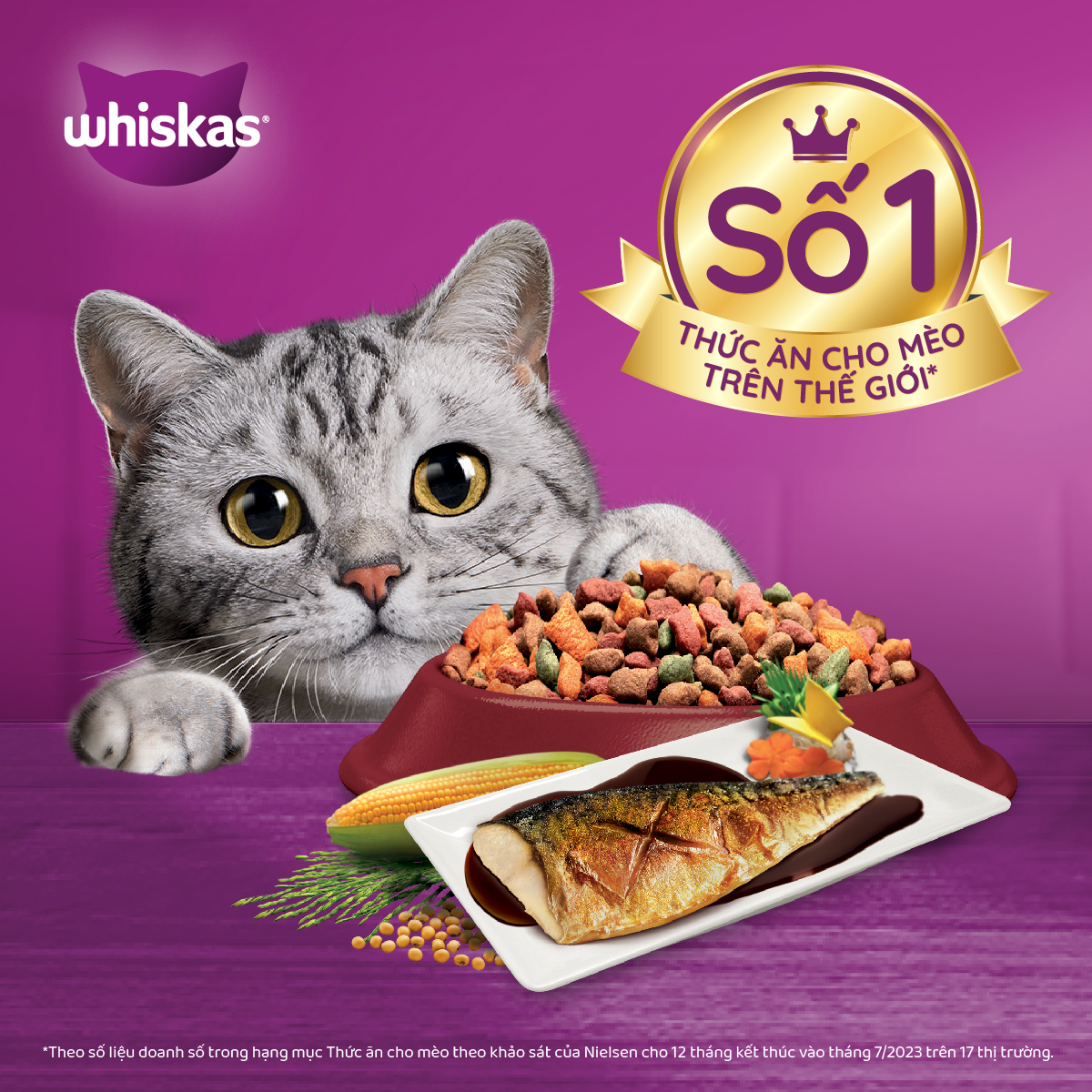 WHISKAS Thức Ăn Cho Mèo Trưởng Thành Dạng Hạt - 3kg