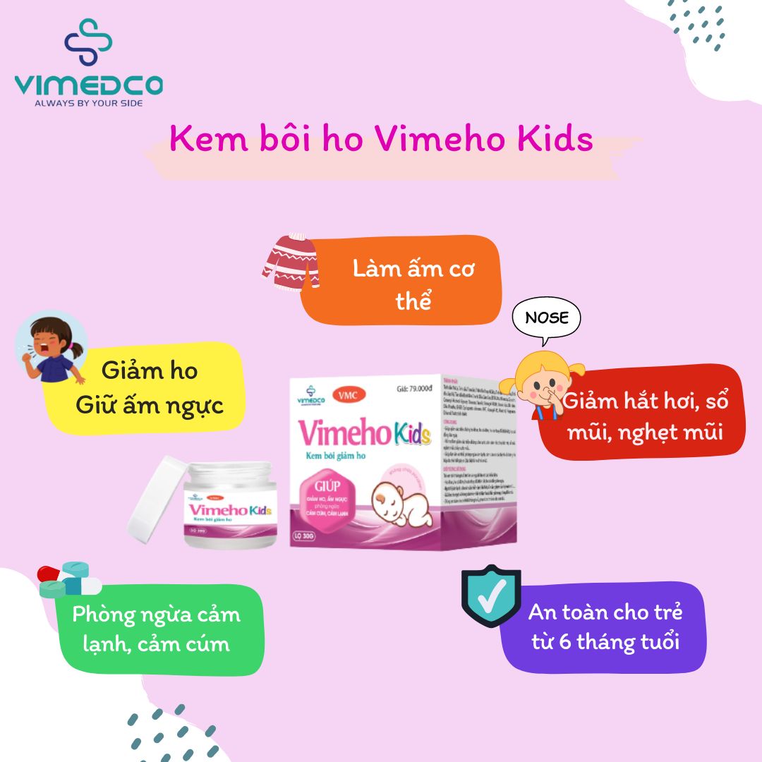 Kem bôi giảm ho, kem bôi ấm ngực VIMEHO Kids