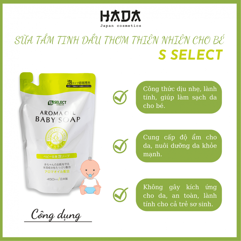 SỮA TẮM TINH DẦU THIÊN NHIÊN CHO BÉ S SELECT