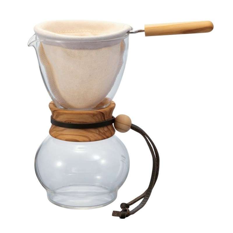 BÌNH PHA CÀ PHÊ BẰNG VẢI LỌC HARIO DRIP POT WOOD NECK OLIVE WOOD DPW-1-OV