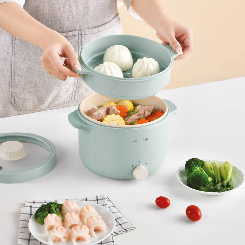 Nồi Điện Đa Năng LocknLock Electric Multi Pot 220V, 50Hz, 600W, 2.0L - Màu Mint - EJP156 - Hàng chính hãng