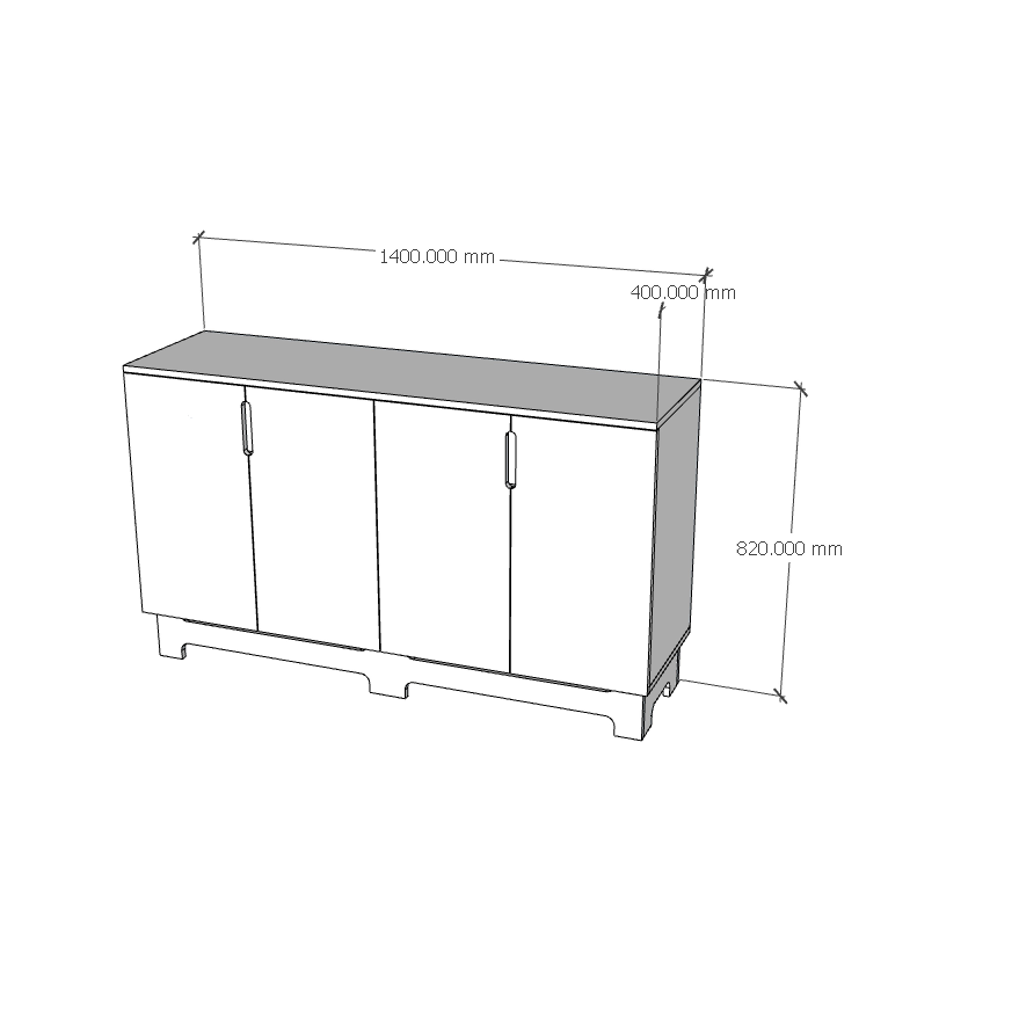 [Happy Home Furniture] MOLLY, Tủ lưu trữ 4 cánh mở, 140cm x 40cm x 82cm ( DxRxC), TCM_105