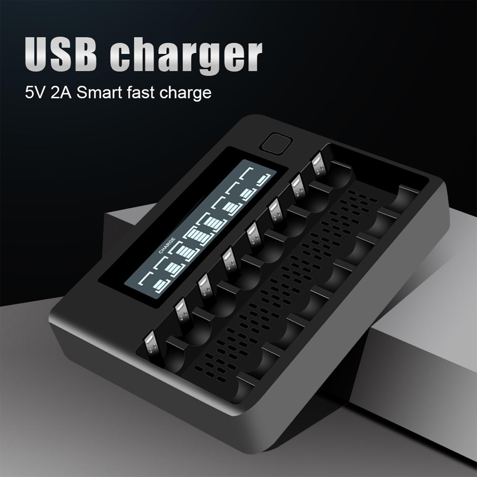 Portable Smart Battery Charger with Micro USB Type C Universal for Rechargeable Batteries