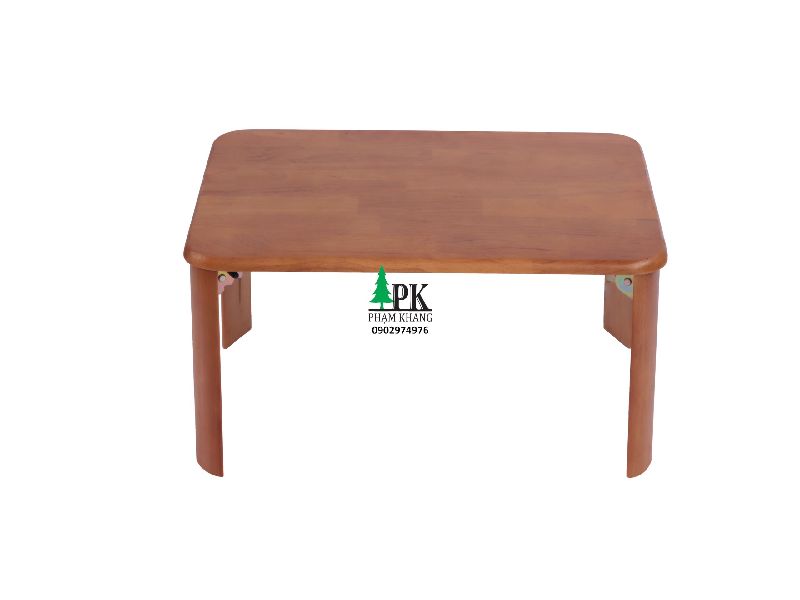 Bàn gỗ xếp chân bánh mì Phạm Khang - Gỗ cao su tự nhiên màu Gỗ Tự Nhiên/ Vàng Cherry - Kích thước 50 x 70 cm