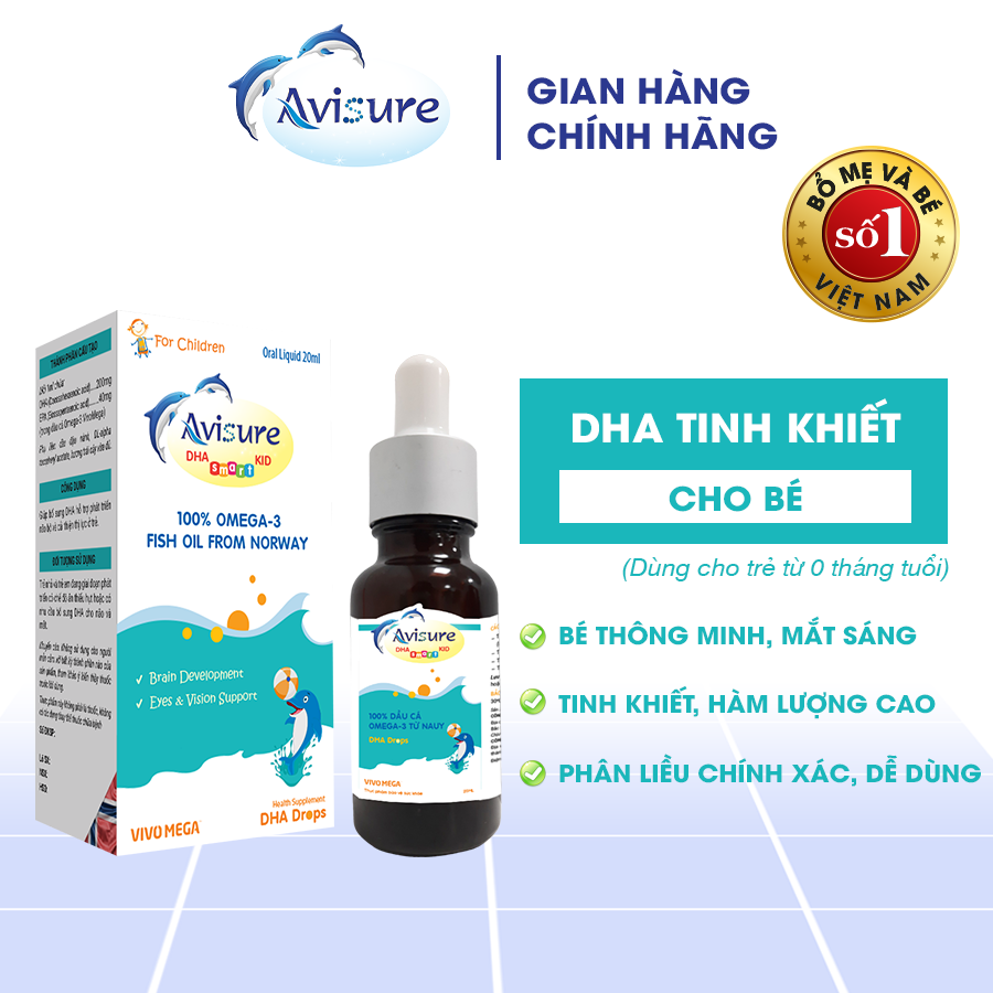 Bộ tứ Avisure D3MK7, Avisure DHA smart Kid, Avisure Safoli Drop, Avisure muno cho bé khoẻ mạnh, cao lớn, thông minh, mắt sáng