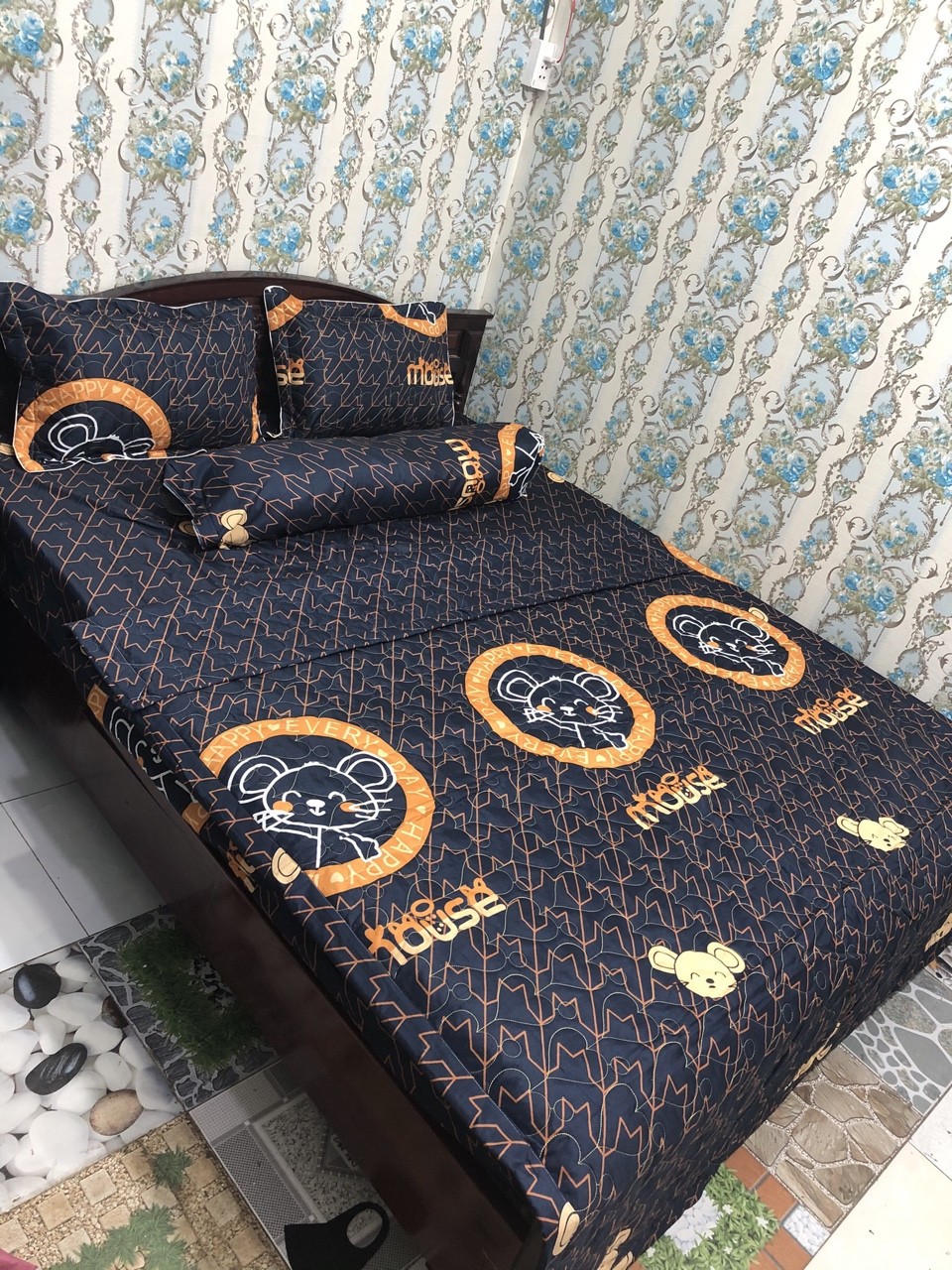 Bộ chăn ga vỏ gối 5 món , thời trang - Poly 5 món, cam kết hàng chuẩn 100%