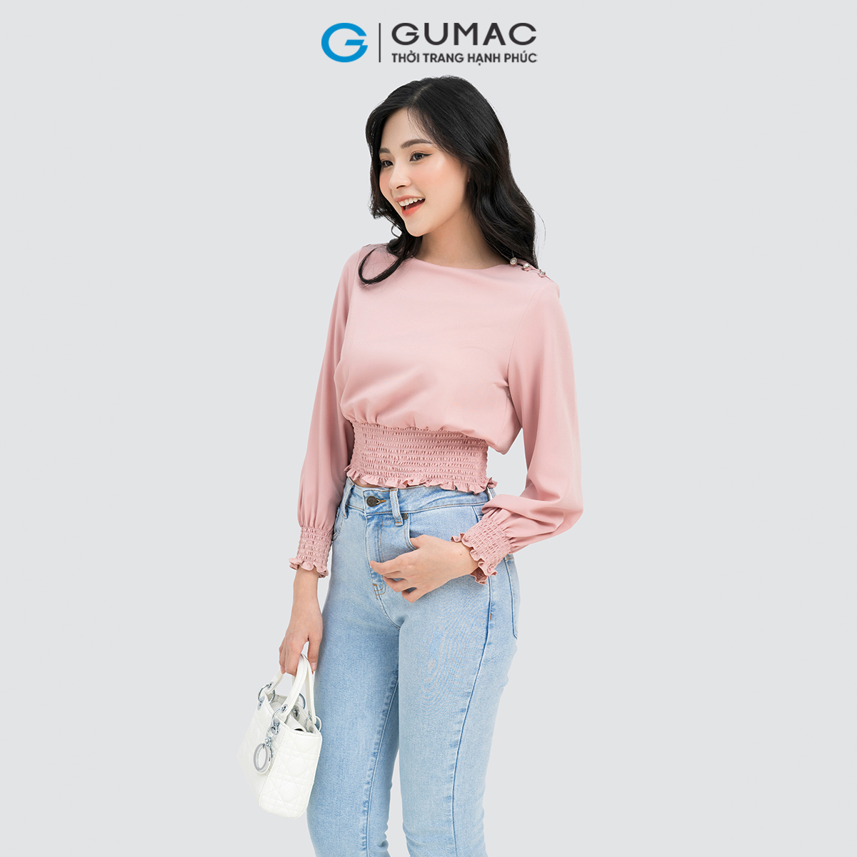 Áo kiểu bo chạy thun GUMAC AD04007