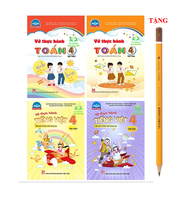 Sách - Combo 4 cuốn Vở thực hành Toán + Tiếng Việt 4 tập 1+2