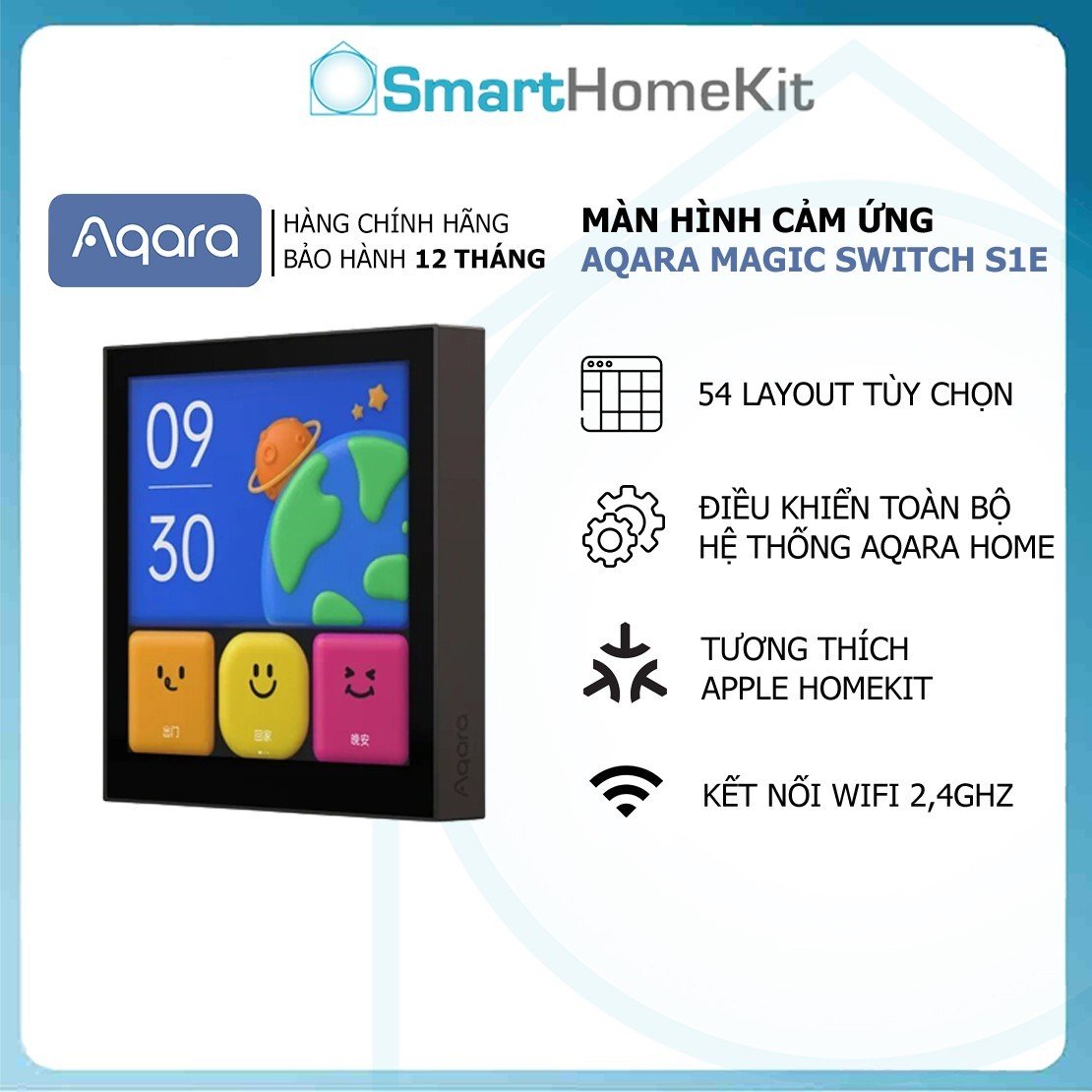 Màn hình công tắc Aqara Magic Switch S1E bản Quốc Tế , kết nối Wifi, Tương thích HomeKit, Google Assistant, Alexa, Bản Quốc Tế