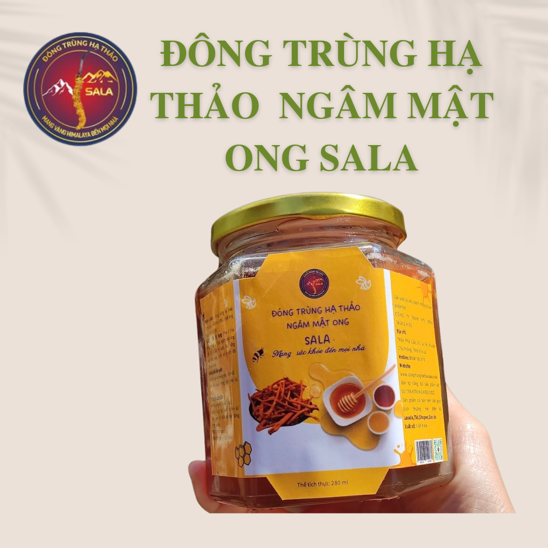 Đông Trùng Hạ Thảo Ngâm Mật Ong Sala 280 ml_Bồi Bổ Sức Khỏe, Tươi Trẻ Làn Da 