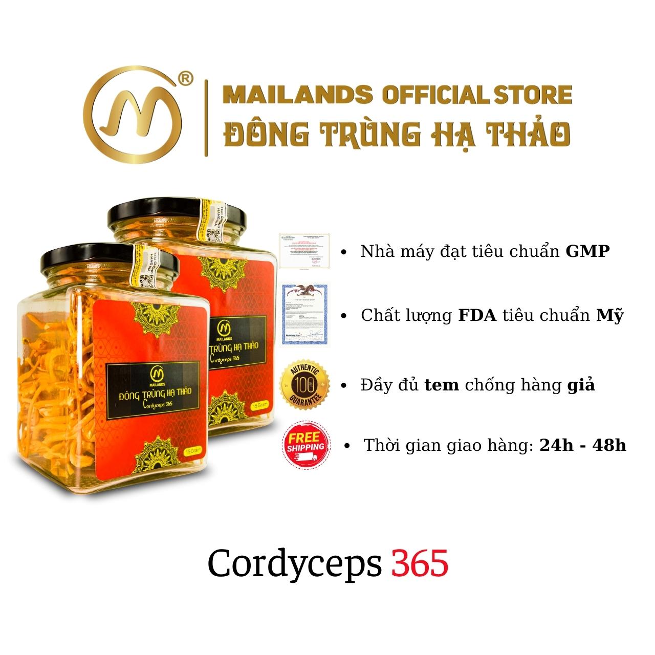 COMBO 4 hộp Đông Trùng Hạ Thảo MaiLands Cordyceps 365: 4 hộp x