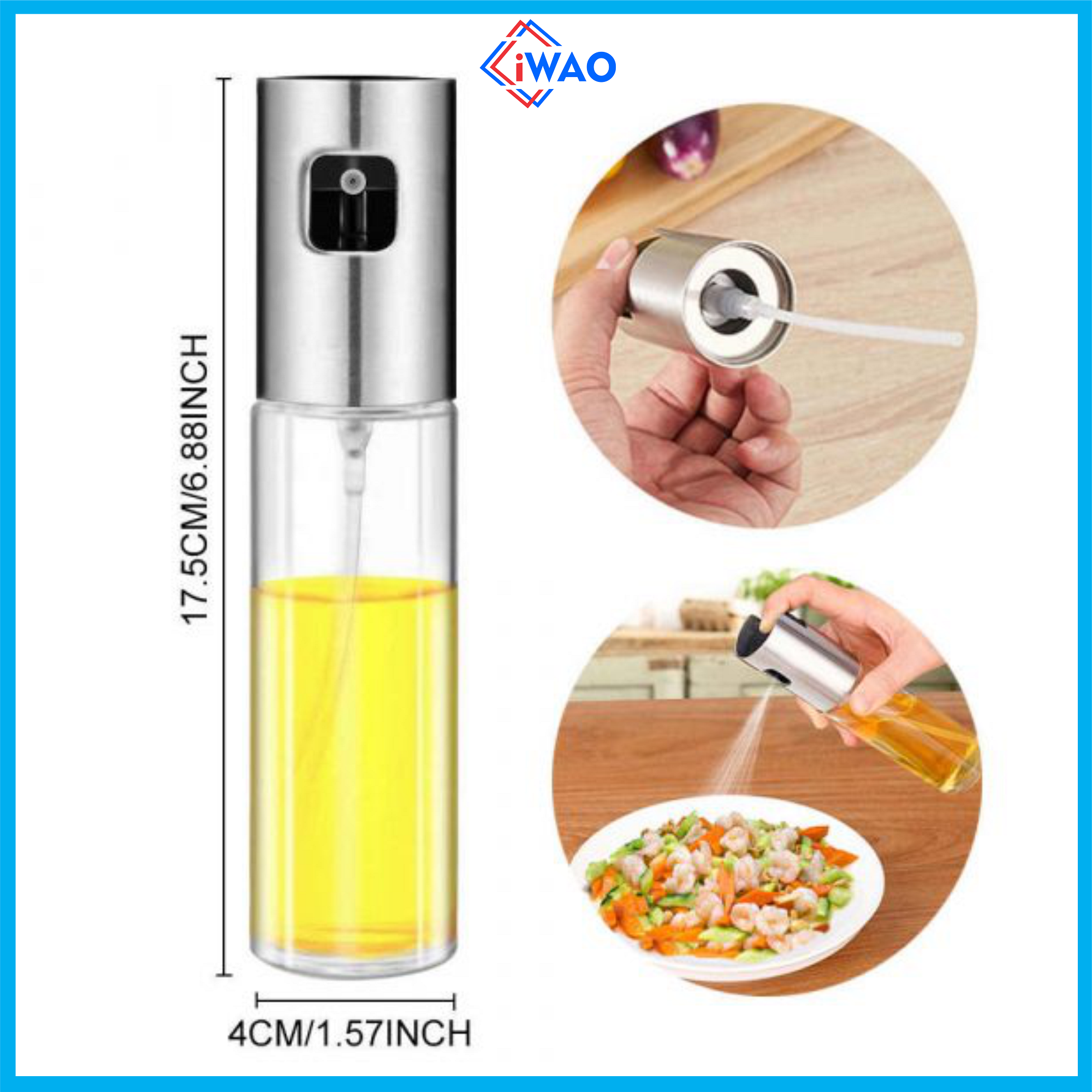 Bình xịt dầu ăn phun sương cho nồi chiên không dầu chai thủy tinh cao cấp 100ml Wao Market