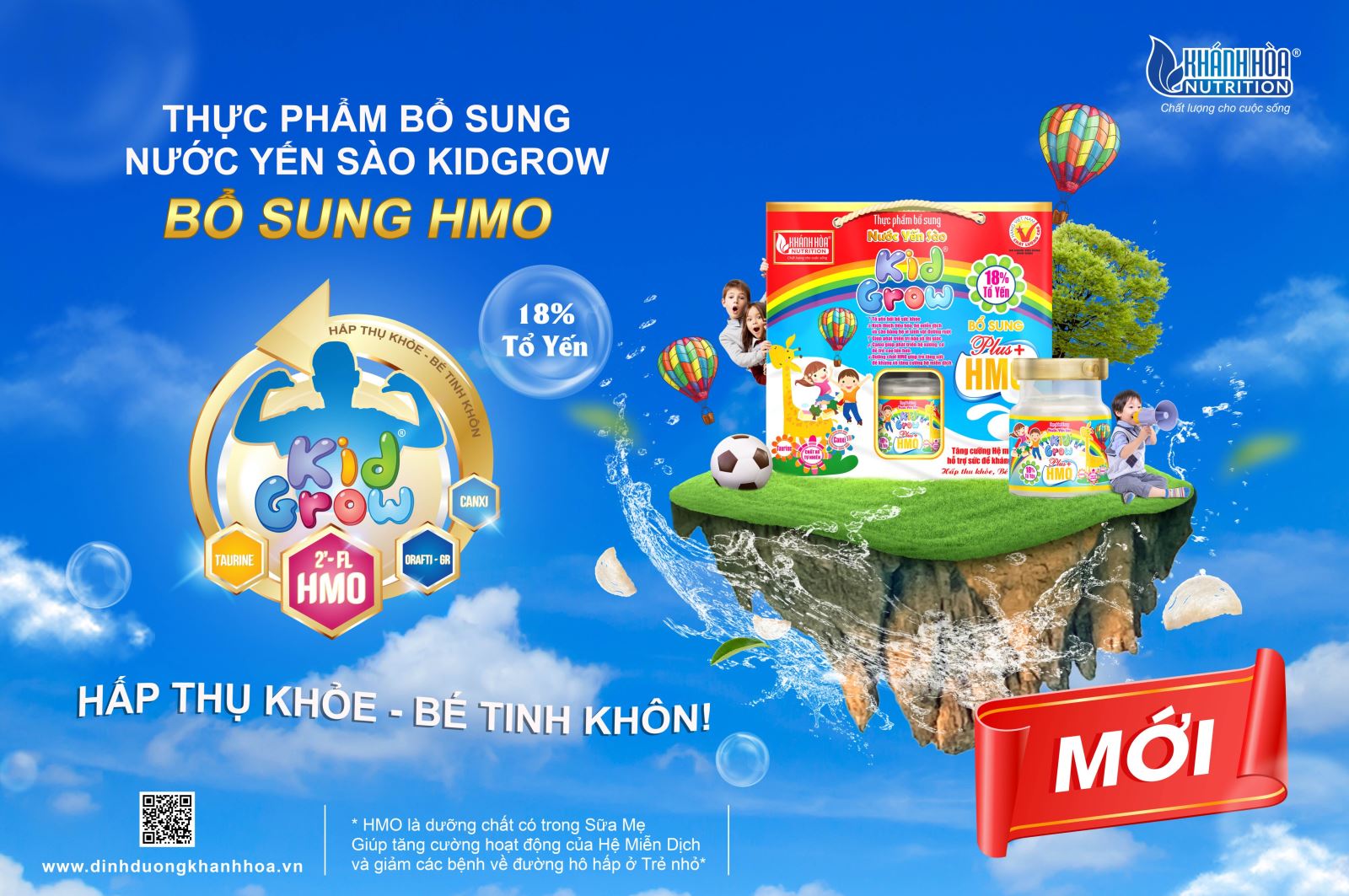 [CHO TRẺ EM] NƯỚC YẾN SÀO 18% TỔ YẾN KIDGROW BỔ SUNG HMO - KHÁNH HÒA NUTRITION - LỌ 70ML/HỘP 6 LỌ - THỰC PHẨM BỔ SUNG