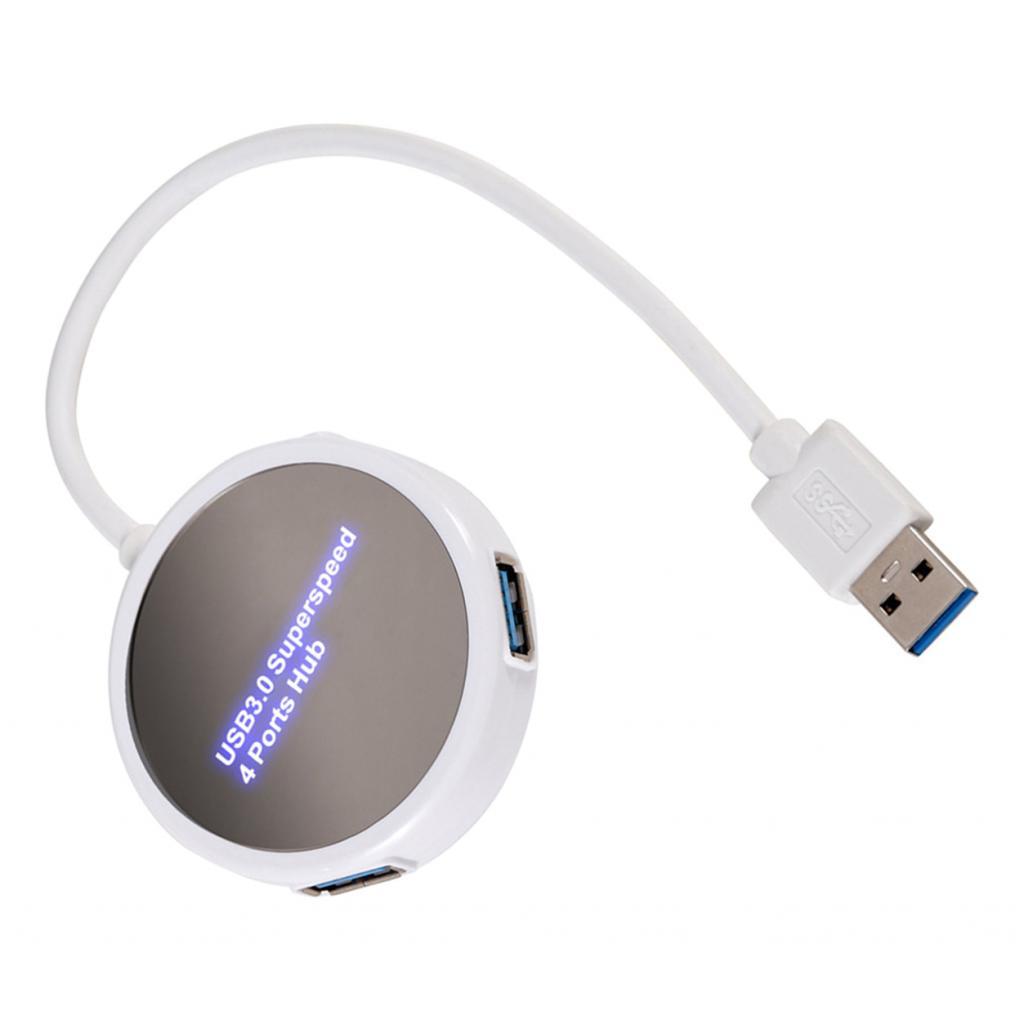 USB 3.0 4 Ports Hub Power Splitter Universal Round USB Station Adapter black