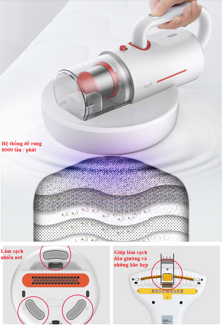 Máy Hút Bụi Cầm Tay Diệt Khuẩn DEERMA CM1300 Đi Kèm 2 Bộ Lọc Dự Phòng - Hàng Chính Hãng Nhập Khẩu