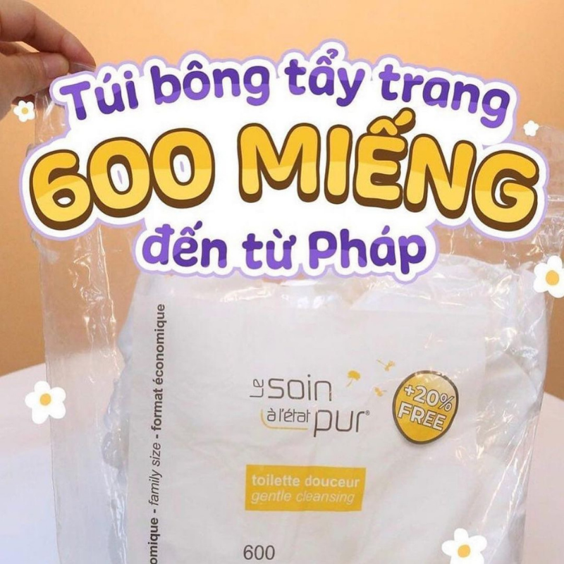 Bông tẩy trang Tétra Medical Pháp - loại 600 miếng