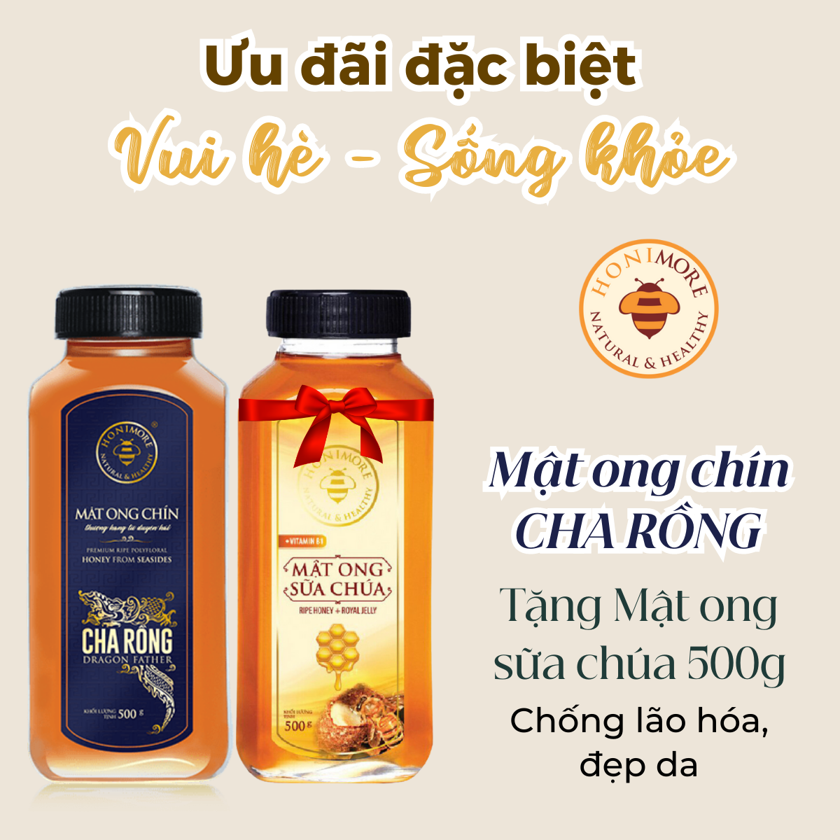 Mật ong rừng thượng hạng Cha Rồng Honimore 500g - tăng cường sức đề kháng, đẹp da