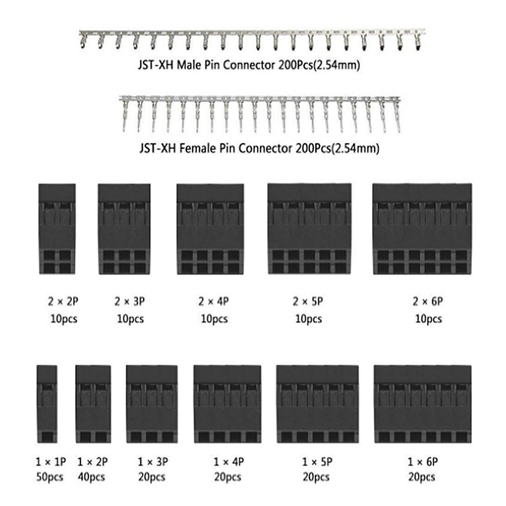 620Pcs 2.54mm Male Female Crimp 2/3/4/5/6 Plug Header Terminal Connector Set