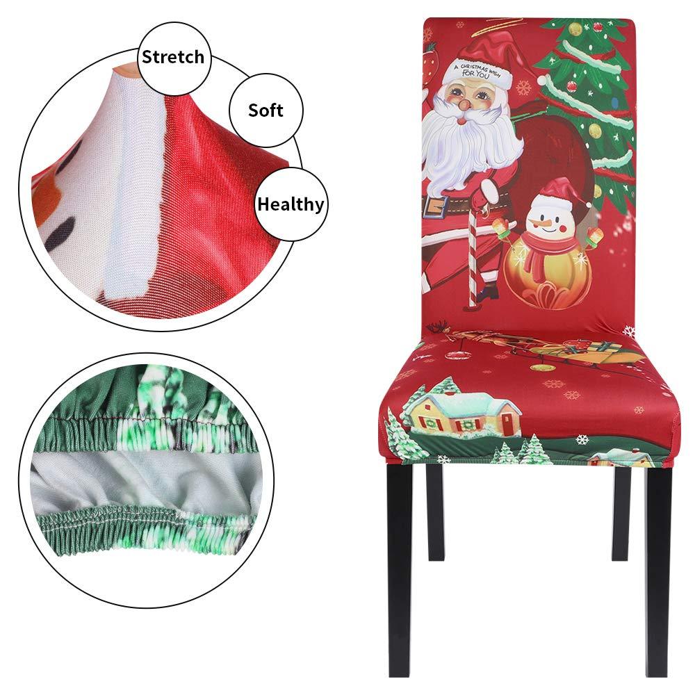 Ghế Giáng sinh bao gồm 4erset Tham chiếu căng thẳng phổ quát Xmas Festive Bìa trang trí Ghế bảo vệ nhà hàng