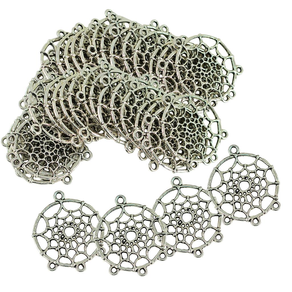 50 Piece Vintage Style Indians Dream Catcher Earring Necklace DIY Making Pendant Connector Sewing Crafts Embellishments 34x28mm
