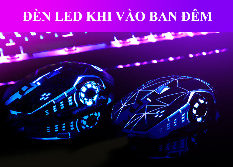 Chuột không dây chuyên game pin sạc A4 Led 7 màu