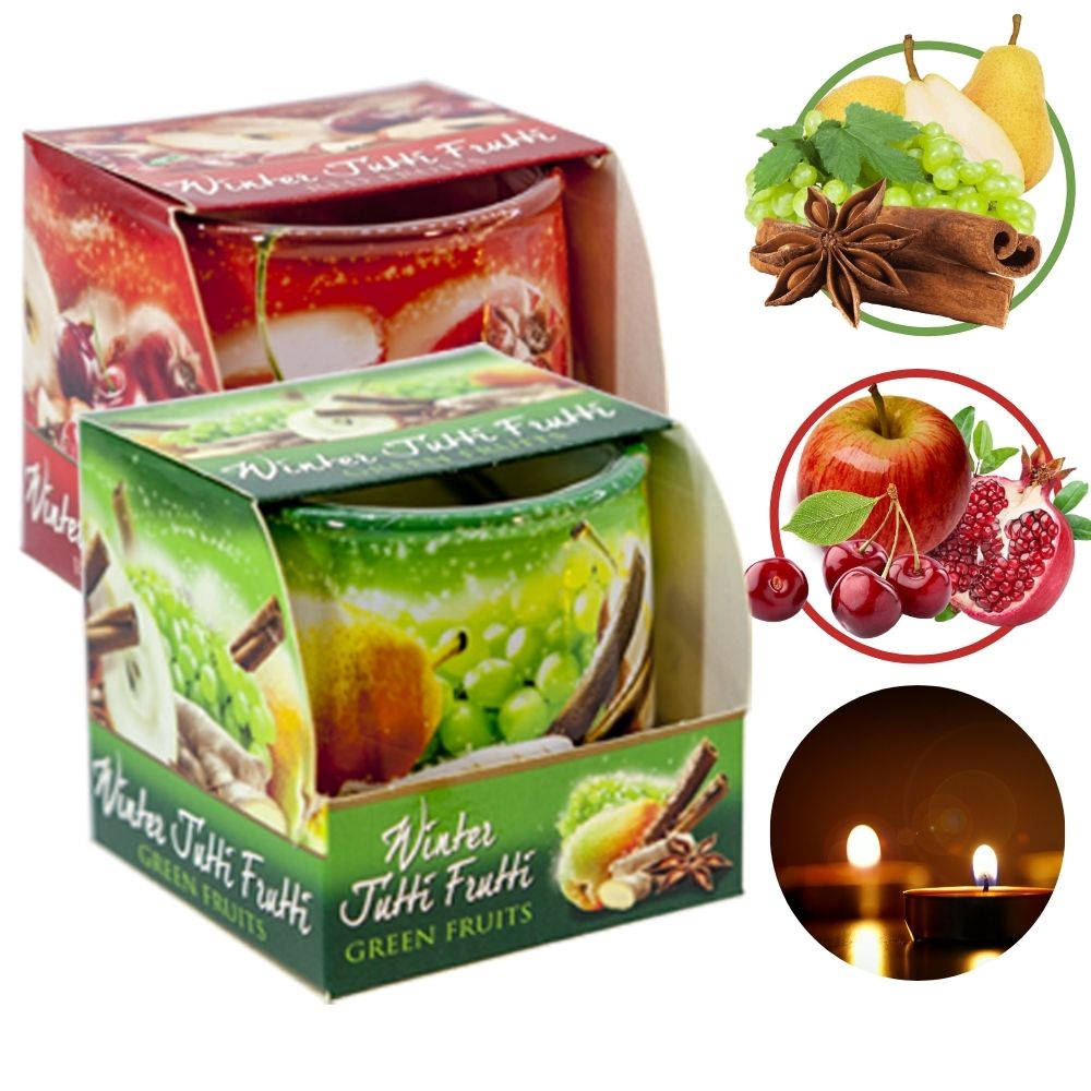 Combo 2 ly nến thơm Bartek nhập khẩu Châu Âu Winter Jutti Frutti 100g - nho, quế, lựu