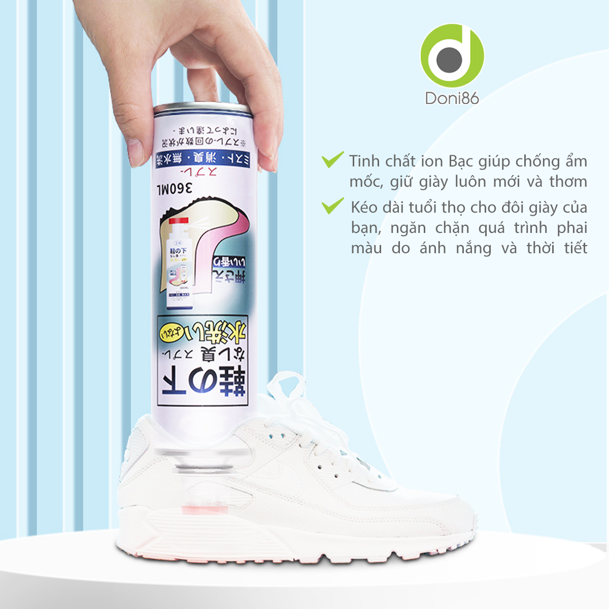 Bình xịt ngăn ngừa mồ hôi, vi khuẩn cho đôi giày của bạn, hương thơm mát - Doni - DOPK358