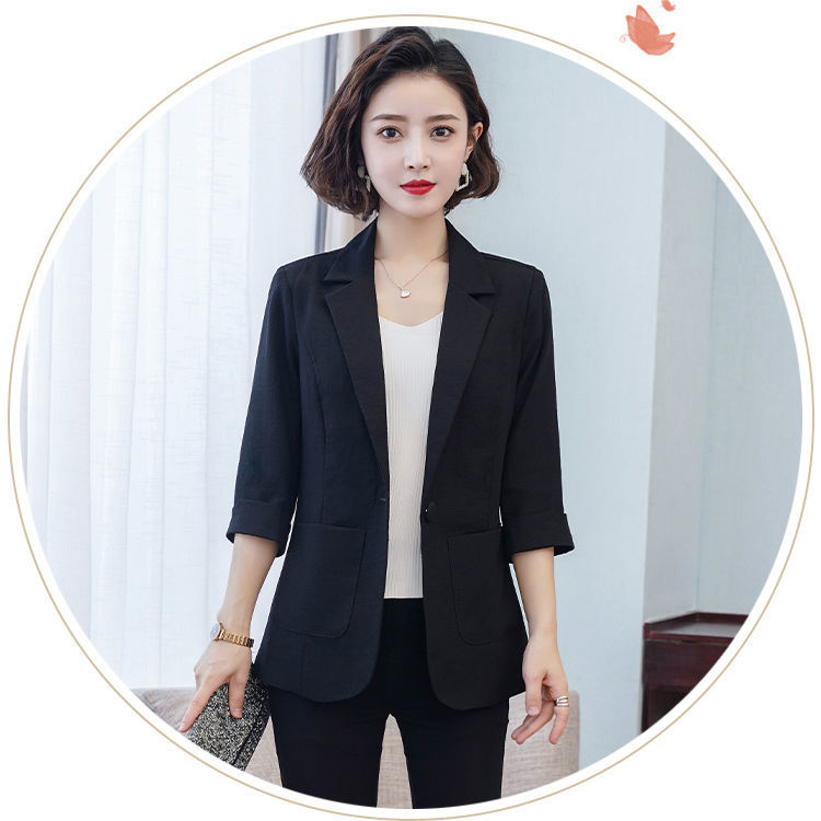 Áo vest blazer nữ Linen demi tay lỡ trẻ trung, thời trang hè thu 2021