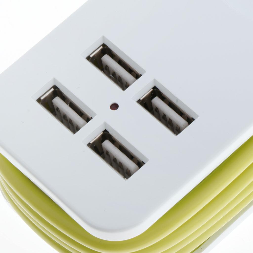 EU Plug Extension Socket Outlet Hub Travel Power Strip 6-Ports with 4 USB