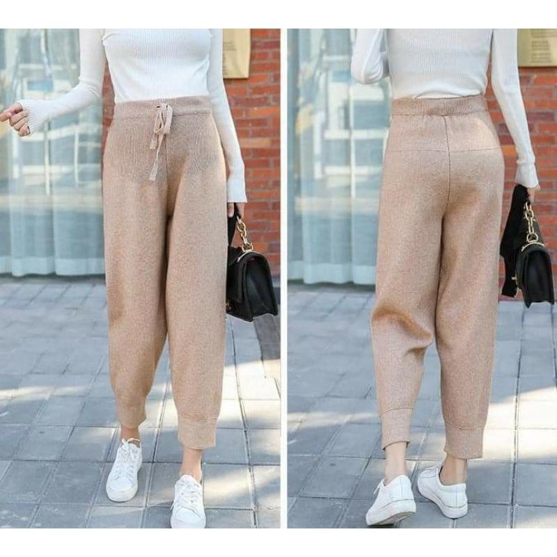 Quần bầu baggy dệt kim mặc đông xuân có size đến xxl