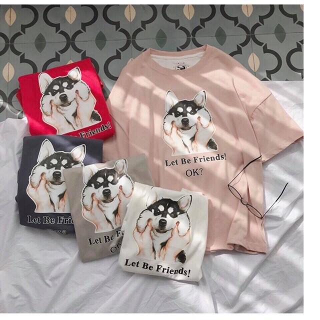 Áo Thun Nam Nữ Chó Husky Tay Lỡ Unisex